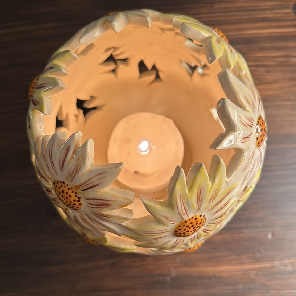 1978 Sunflower Ceramic Candle Holder Sun City, AZ Tipton - Picture 2 of 6